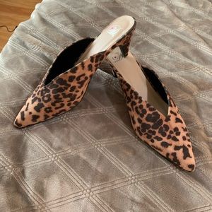 Leopard Print Kitten Heel Mules!